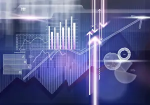 Digital Background Image Drucke: Digital background image with graphs and diagrams