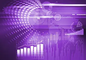 Digital Background Image Drucke: Digital background image with graphs and diagrams