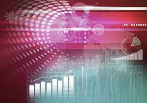 Digital Background Image Drucke: Digital background image with graphs and diagrams
