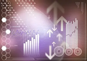 Digital Background Image Drucke: Digital background image with graphs and diagrams