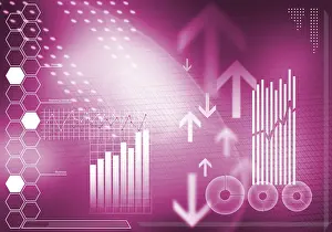 Digital Background Image Drucke: Digital background image with graphs and diagrams