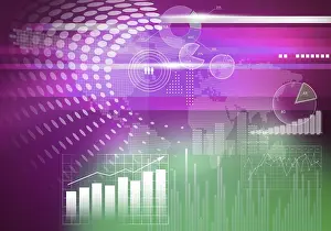 Futuristic Digital Depiction Drucke: Digital background image with graphs and diagrams
