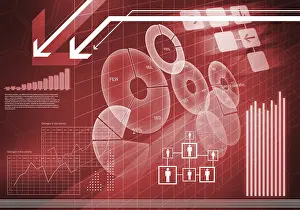 Digital Background Image Drucke: Digital background image with graphs and diagrams