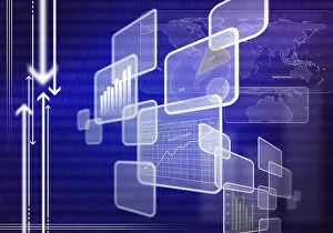 Futuristic Digital Wallpaper Drucke: Digital background image with graphs and diagrams