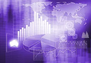 Futuristic Digital Depiction Drucke: Digital background image with graphs and diagrams