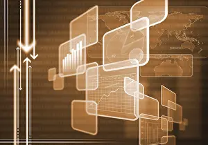 Digital Background Image Drucke: Digital background image with graphs and diagrams