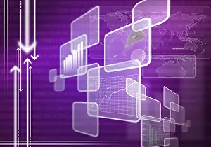 Digital Background Image Drucke: Digital background image with graphs and diagrams