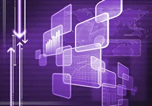 Digital Background Image Drucke: Digital background image with graphs and diagrams