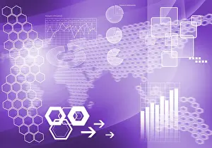 Digital Background Image Drucke: Digital background image with graphs and diagrams