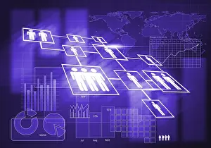 Futuristic Digital Depiction Drucke: Digital background image with graphs and diagrams