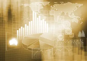 Digital Background Image Drucke: Digital background image with graphs and diagrams