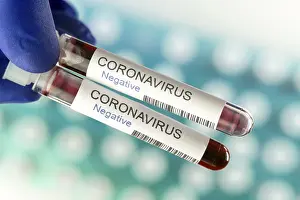 Medical Diagnosis Image Drucke: Digital Composing, Negative results of coronavirus tests