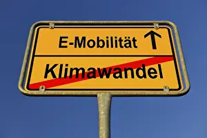 Blue Sky Symbolism Drucke: Digital Composing, Symbol image Combating climate change through e-mobility