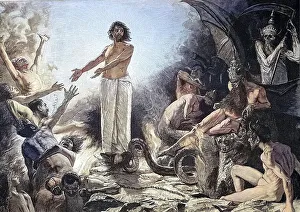 Digital Restoration Of Artwork Drucke: Digitally restored, Christ in hell