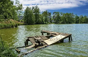 East German Ruins Drucke: Dilapidated jetty in the Boddensee