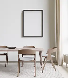 Copy Space On White Background Drucke: Dining room and kitchen copy space on white background