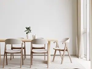 White Studio Photography Backdrop Drucke: Dining room and kitchen copy space on white background