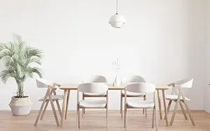 Home Decor Inspiration Drucke: Dining room and kitchen copy space on white background