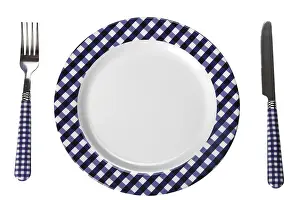 Empty Dinner Plate Drucke: Dinner set (plate, fork, knife)