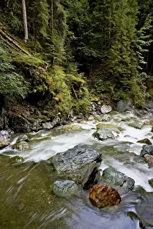 Eroded Landscape Chamonix Mont Blanc Drucke: Diosaz mountain river in the gorge