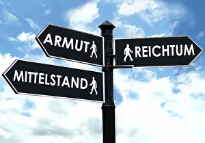 Symbolic Representation Image Drucke: Direction sign middle class, richness or poorness