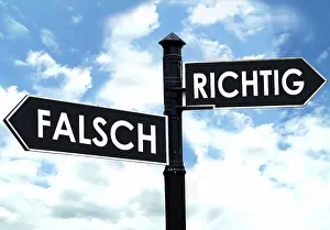 Symbolic Direction Sign Drucke: Direction sign Right or Wrong