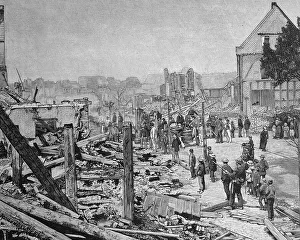 Traditional Crafts Germany Drucke: After the disastrous fire in Hasselfelde in the Harz