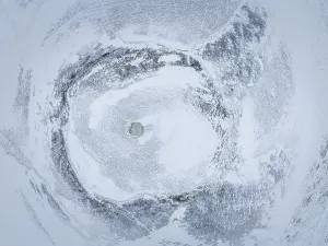 View From Above Snowy Landscape Drucke: Discover the mesmerizing patterns of a snow-covered landscape from above