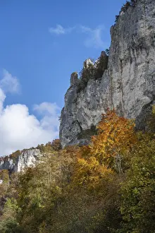 Baden Wurttemberg Countryside Views Drucke: Distinctive Jurassic limestone cliffs in the upper Danube Valley