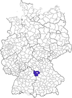 Bavaria District Map Drucke: District of Ansbach, in Bavaria