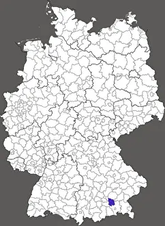 Southern Germany Outline Drucke: District of Ebersberg, in Bavaria
