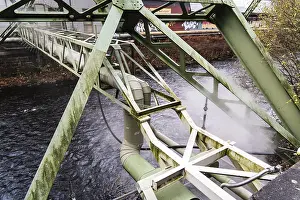 Central European Cityscape Drucke: District heating pipeline over the Wupper river