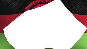 Drucke von Geteilte Flagge von Malawi, weißer Hintergrund, 3D-Renderng Malawi Drucke: Geteilter malawischer Flagge, weißer Hintergrund.