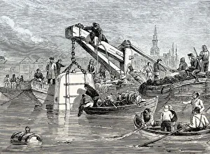 Thames Tunnel Construction Drucke: Diving-Bell used at the construction of the Thames Tunnel