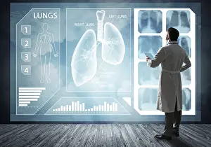Medical Concept Image Drucke: Doctor faces digital interface