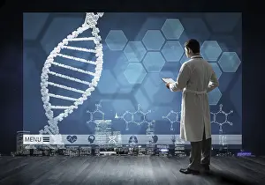 Medical Concept Image Drucke: Doctor faces digital interface