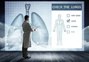 Healthcare Concept Image Drucke: Doctor faces digital interface
