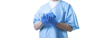 White Background Concept Drucke: Doctor's hands on a white background