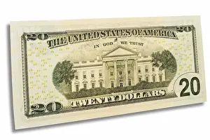 USA Currency Drucke: Twenty dollar bill, back side