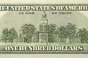 One Hundred Dollar Note Drucke: The back of a one hundred dollar bill close-up