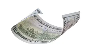 Isolated One Hundred Dollar Bill Drucke: One hundred dollar bill falling or floating on empty background
