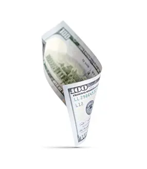 One Hundred Dollar Bill Drucke: One hundred dollar bill floating down to surface with drop shadow isolated on a white background