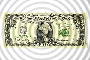 Empty Capital Market Scene Drucke: A dollar note graphically altered or distorted as a wave