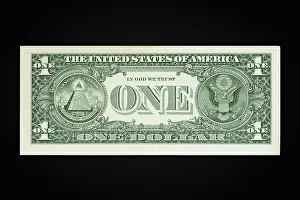 US Dollar Note Drucke: US one Dollar note reverse