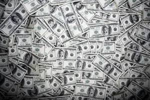 US Dollar Background Drucke: One hundred dollars pile as background