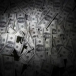 US Dollar Background Drucke: One hundred dollars pile as background