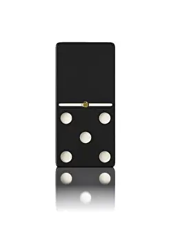 Domino Game Isolated On White Drucke: Domino game bone close up isolated on white