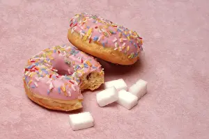 Sweet Dessert Food Photography Drucke: Donut and sugar cubes