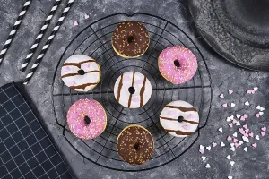 Ornate Baked Goods Display Drucke: Donuts with different white and brown chocolate