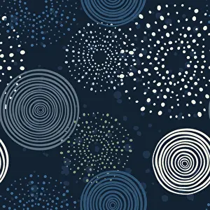 Bunte Abstrakte Kunst Drucke: Blauer Punkte und Kreise Handgezeichneter Vektor-Seamless-Muster